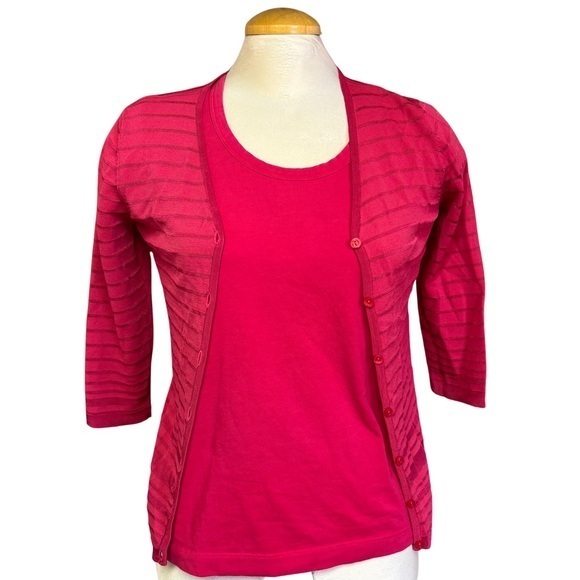 Chico's Tops - Chicho's Bright Pink Summer Cardigan and Matching Tee - Women's Size Small